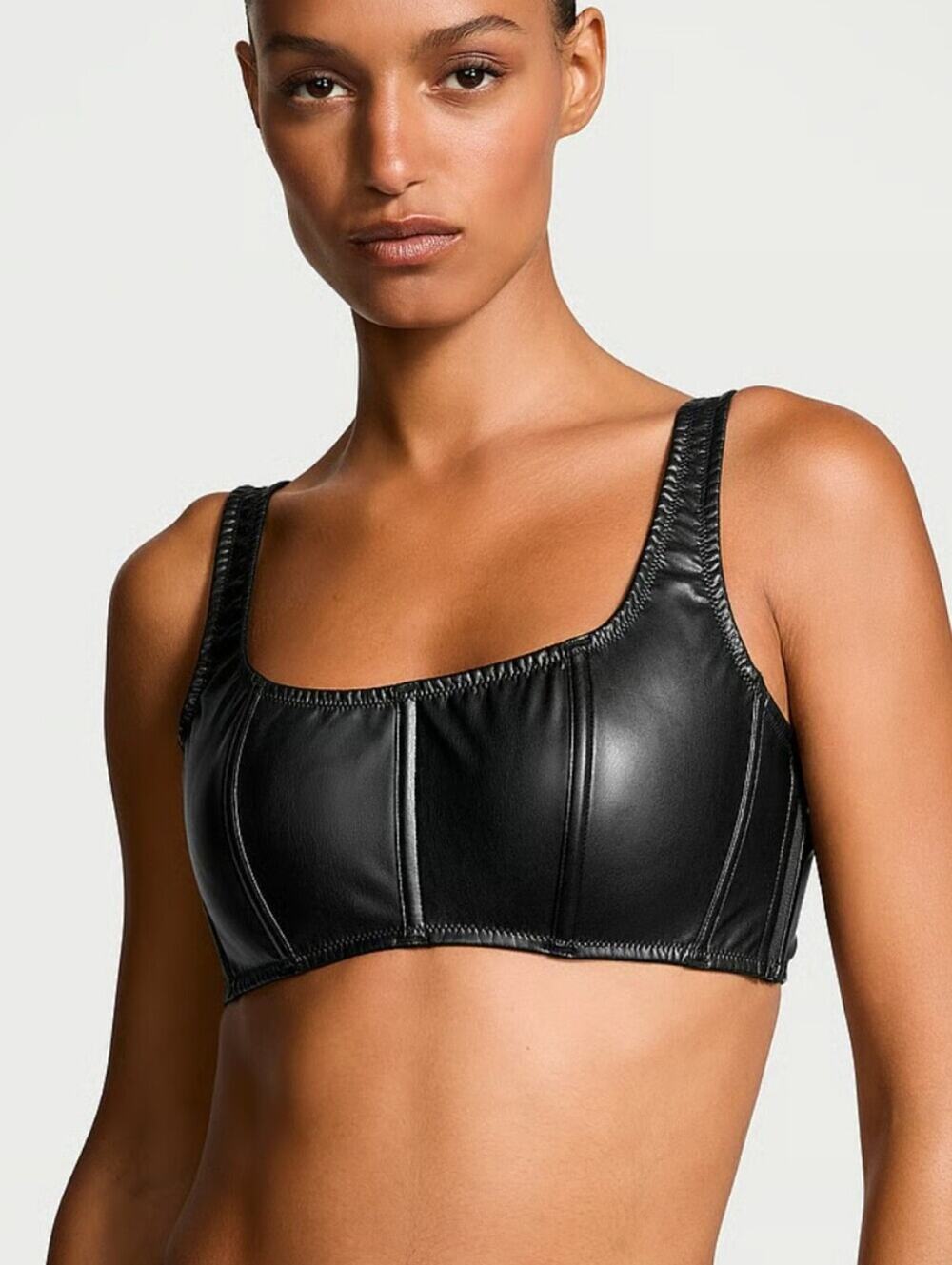 Victorias Secret Very Sexy Faux Leather Corset Crop Top